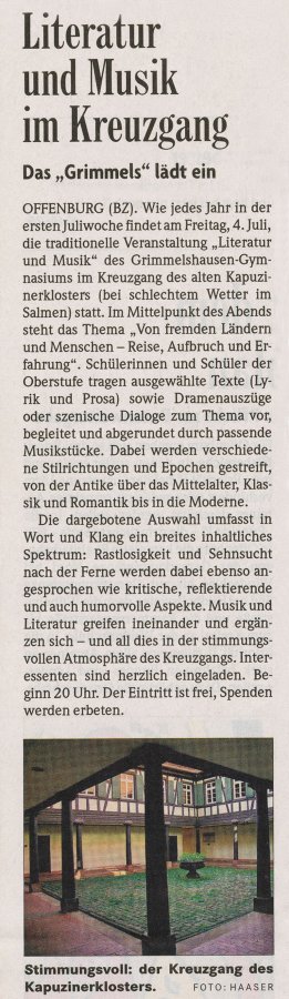 Badische Zeitung - Vorbericht vom 2. Juli 2008