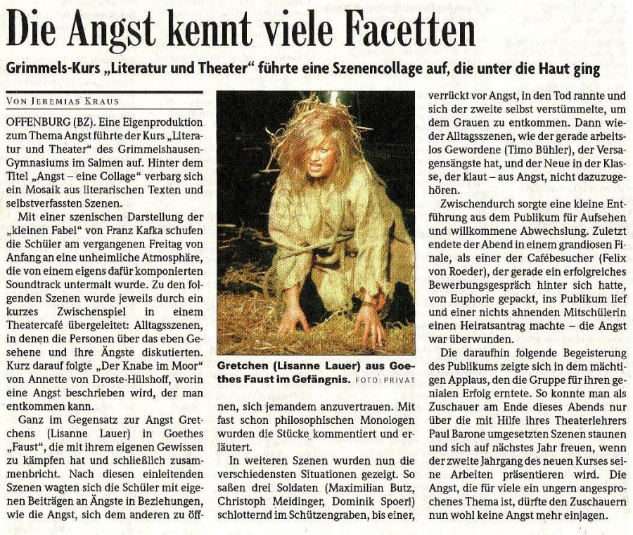 Badische Zeitung - Aufführungsbericht vom 21. Mai 2010