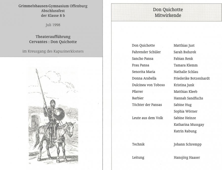 Don Quichotte 1998 - Programm