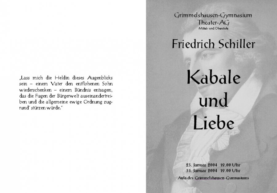 Kabale und Liebe - Programm Aussenseite