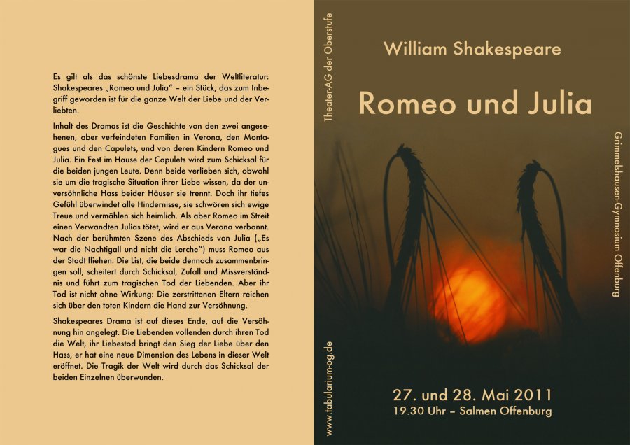 Romeo und Julia 2011 - Programm Aussenseite