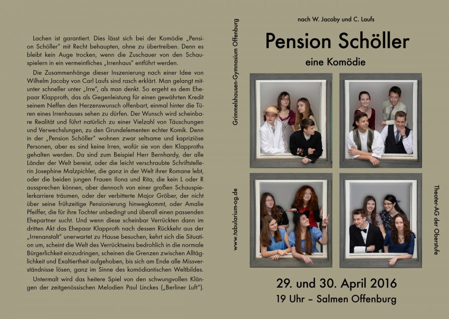 Pension Schöller 2016 - Programm Aussenseite