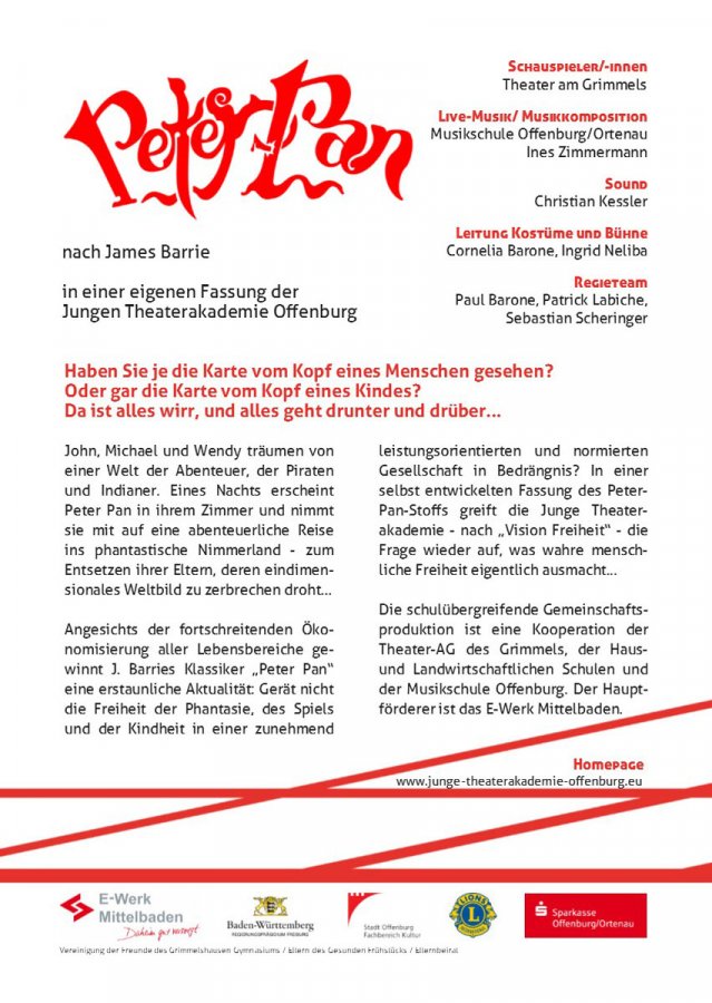 Peter Pan 2016 - Flyer Rückseite