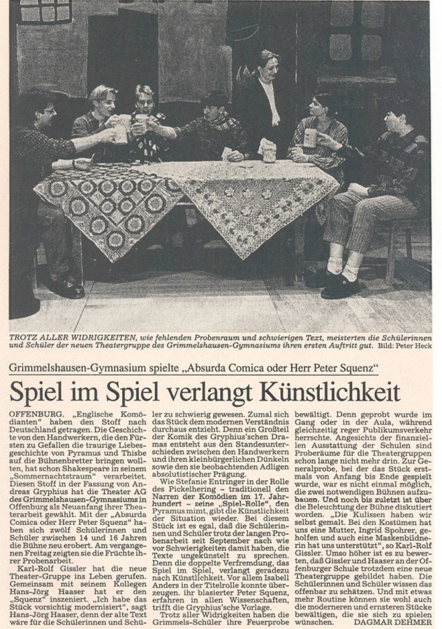 Badische Zeitung - Aufführungsbericht vom 5. April 1995