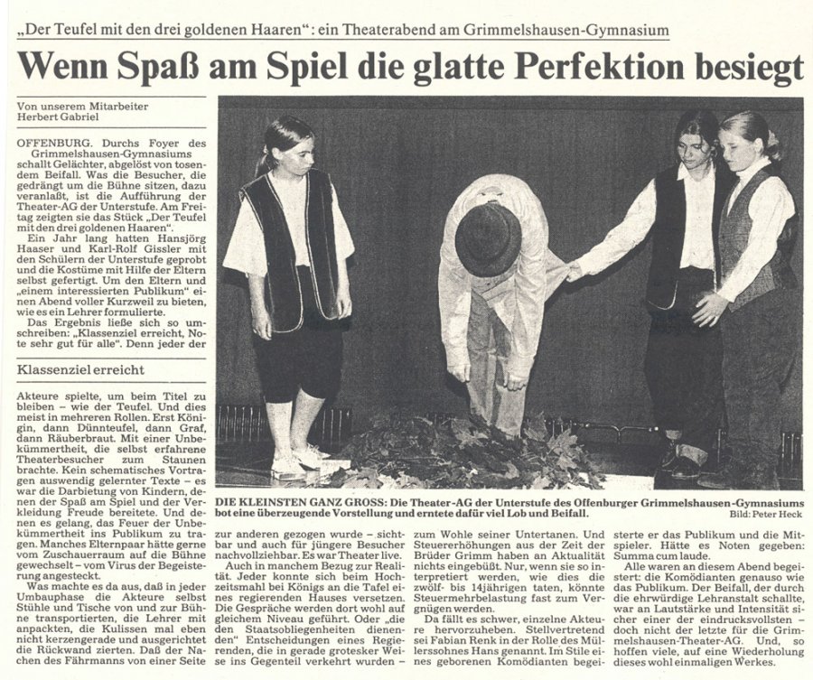 Badische Zeitung - Aufführungsbericht vom 2. Juli 1996