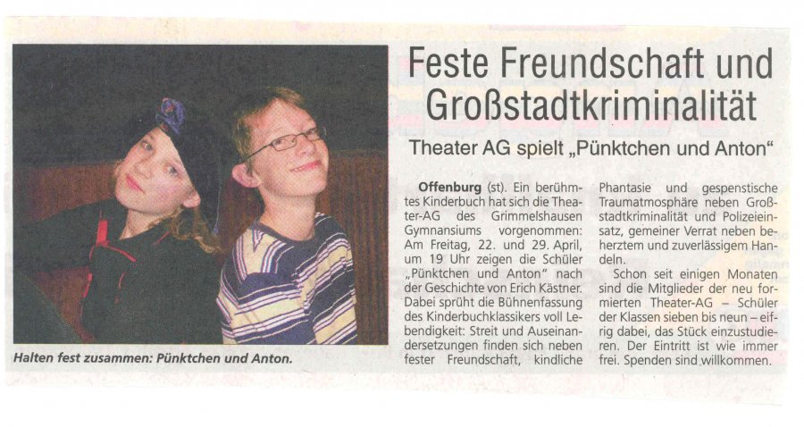 Stadtanzeiger - Titelseite - Vorbericht vom 20. April 2005