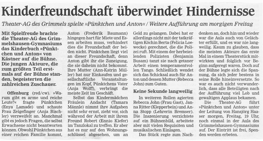 Offenburger Tageblatt - Aufführungsbericht vom 28. April 2005