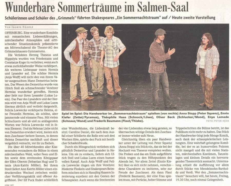 Badische Zeitung - Aufführungsbericht vom 18. Mai 2007