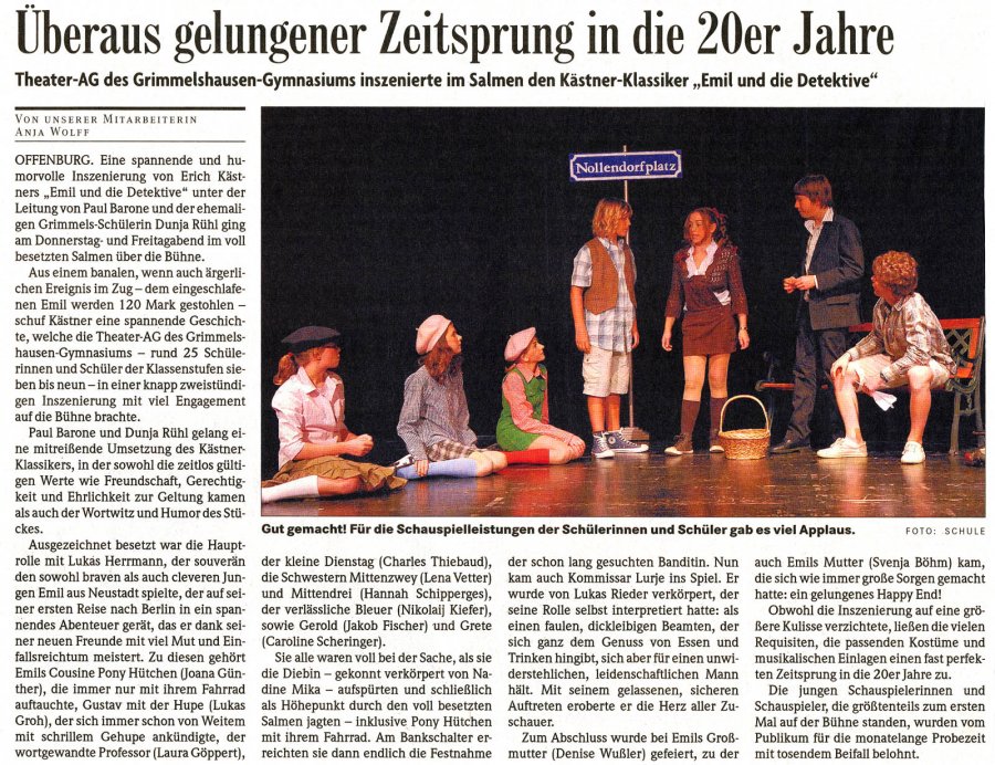 Badische Zeitung - Aufführungsbericht vom 25. November 2008