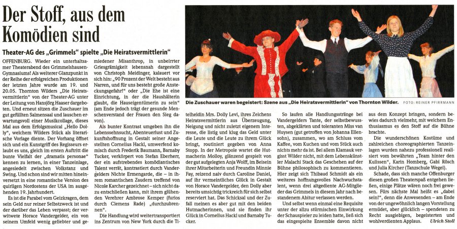 Badische Zeitung - Aufführungsbericht vom 25. Mai 2009