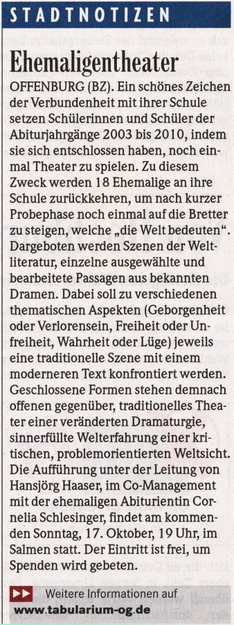 Badische Zeitung - Vorbericht vom 12. Oktober 2010