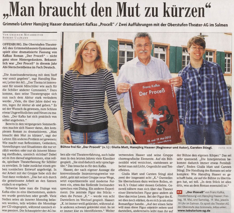 Kafka Prozess - BZ Vorbericht vom 16. Mai 2012