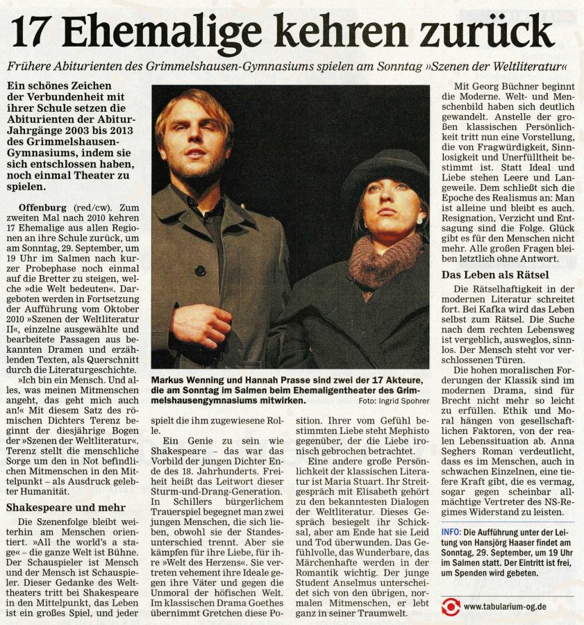 Offenburger Tageblatt - Vorbericht vom 26. September 2013