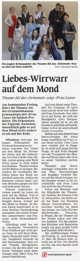 Frau Luna - OT Vorbericht vom 10. Mai 2017